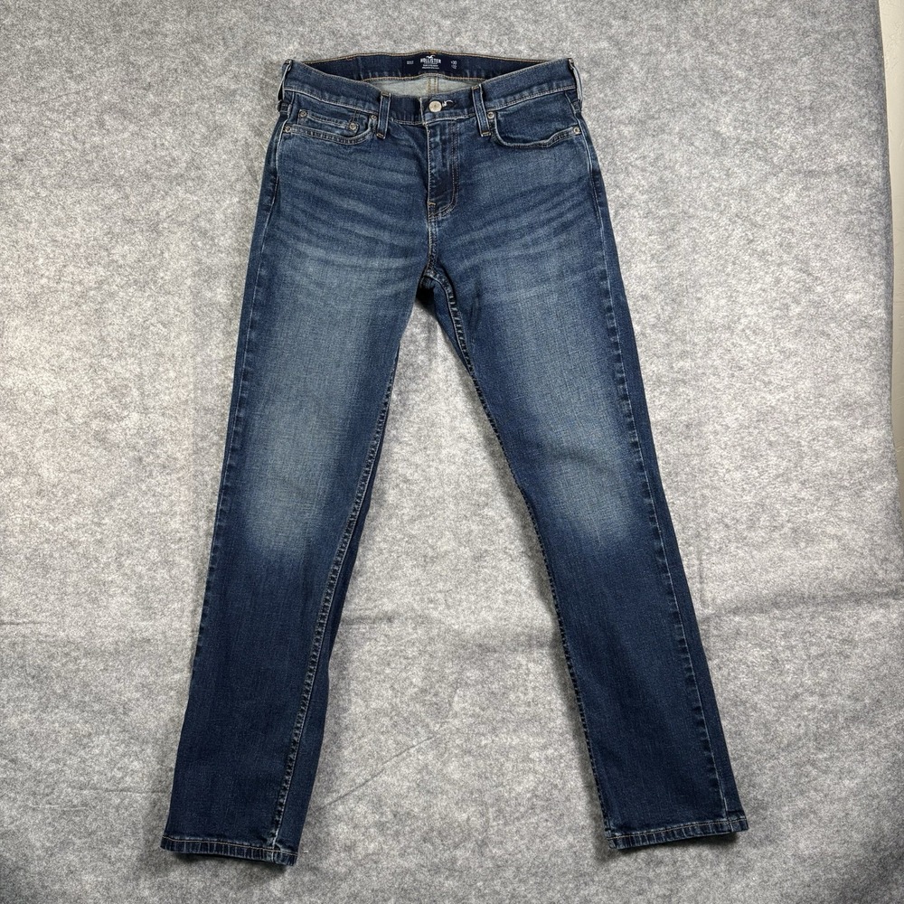 HOLLISTER Slim Straight Jeans Size 30 x‎ 32 Epic Flex Blue Denim Pants Y2K